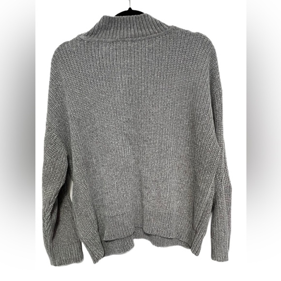 Like New! Calvin Klein Chenille Mock-Neck Pointelle Sweater, Size L (12), Gray - Picture 4 of 4